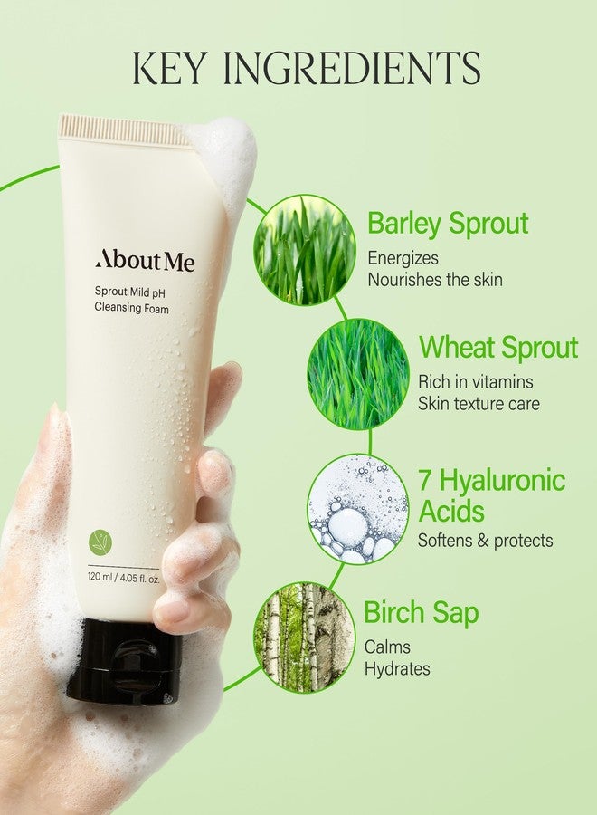 About Me Sprout Mild pH Cleansing Foam – Korean Wheat Broccoli Sprout Extract Face Wash for All Skin Types – Daily Gentle Cleansing with Amino Acids – Korean Skin Care – 4.05oz, 120ml - Image 3
